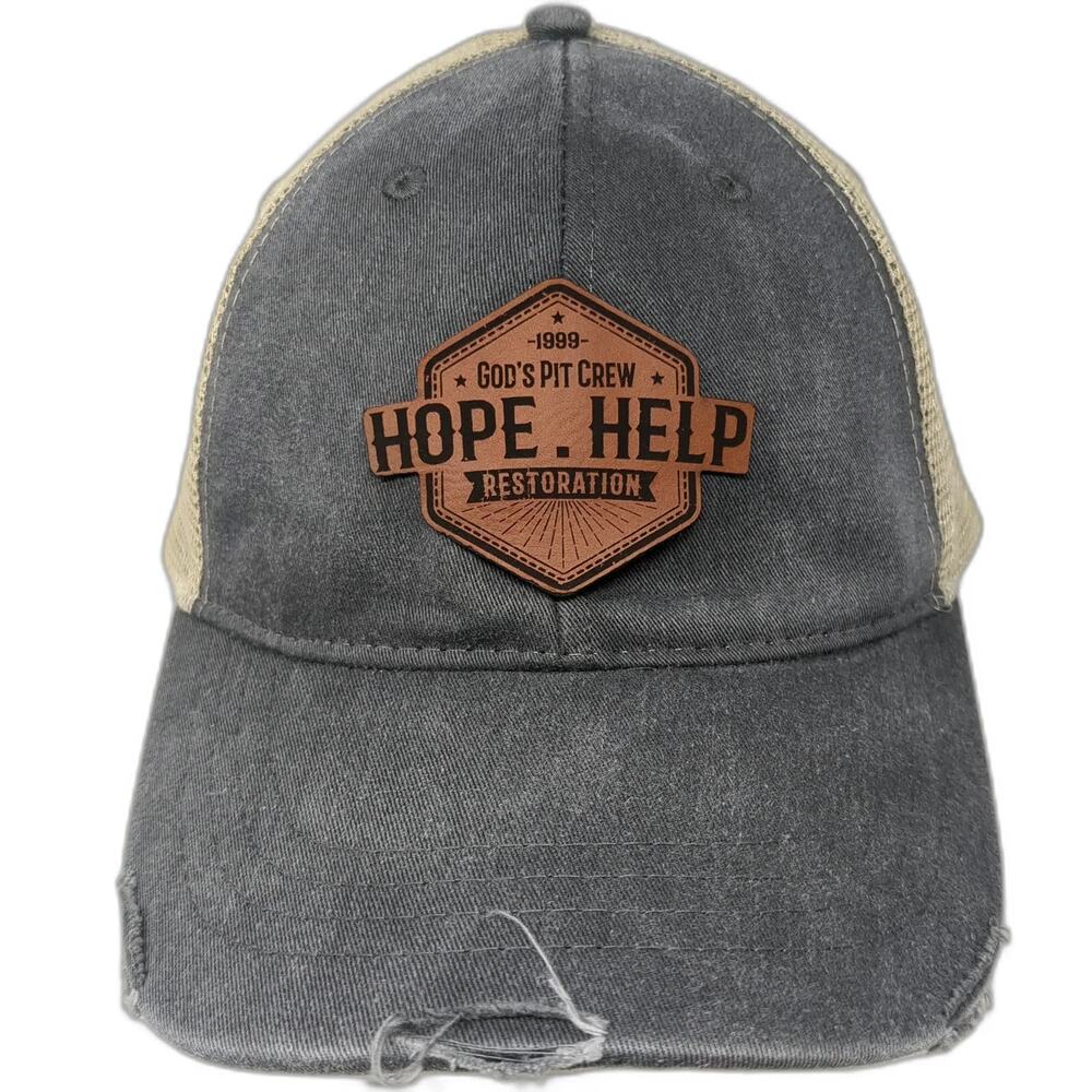 Adams Trucker Hat Gray One Size God's Pit Crew Hope Help Restoration Snapback